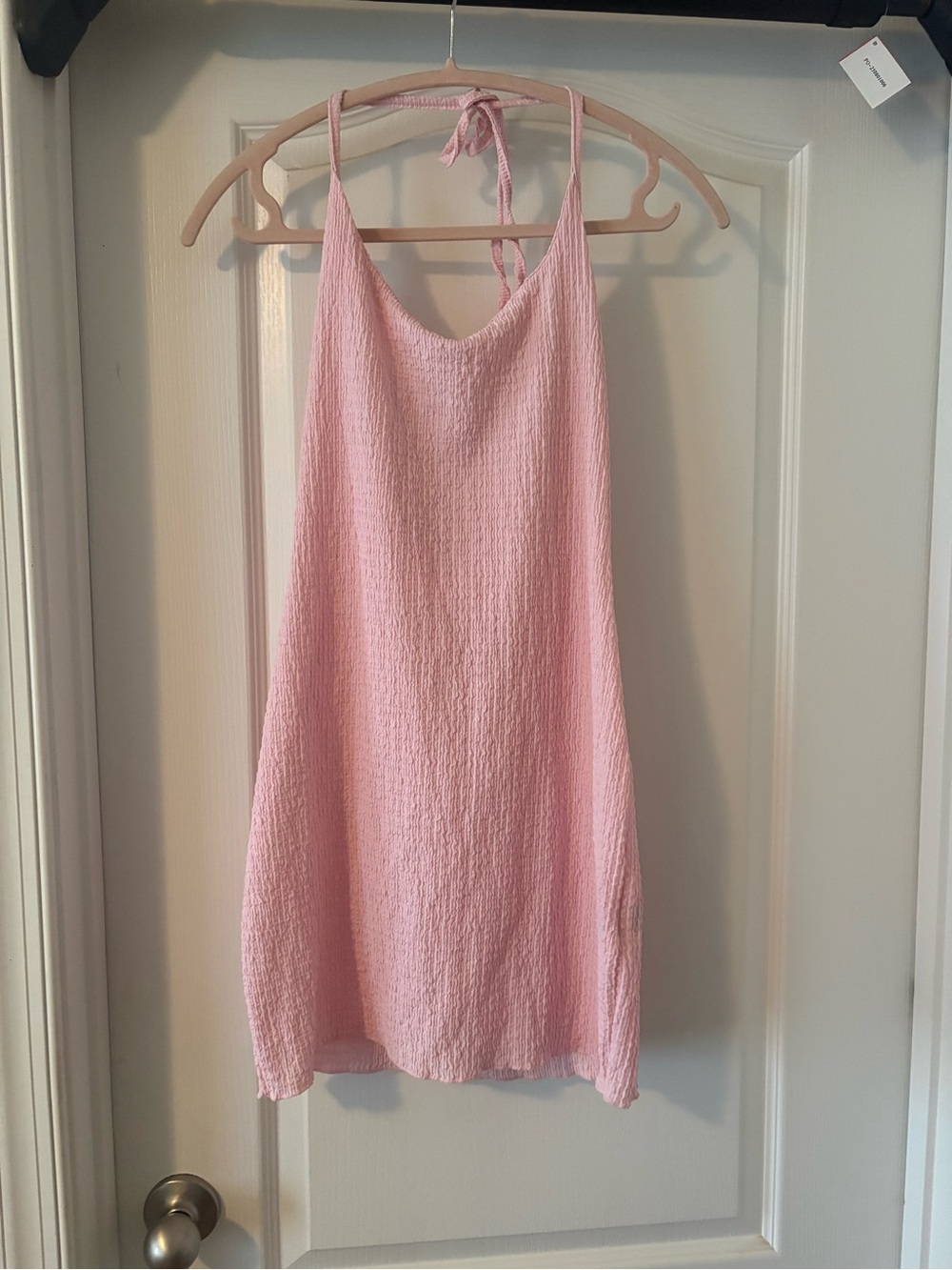 Baby pink mini halter dress